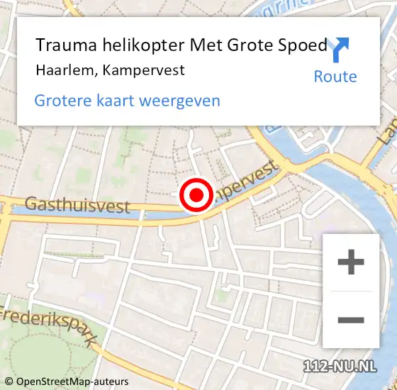 Locatie op kaart van de 112 melding: Trauma helikopter Met Grote Spoed Naar Haarlem, Kampervest op 16 juli 2022 11:58