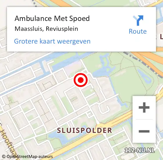 Locatie op kaart van de 112 melding: Ambulance Met Spoed Naar Maassluis, Reviusplein op 16 juli 2022 11:58