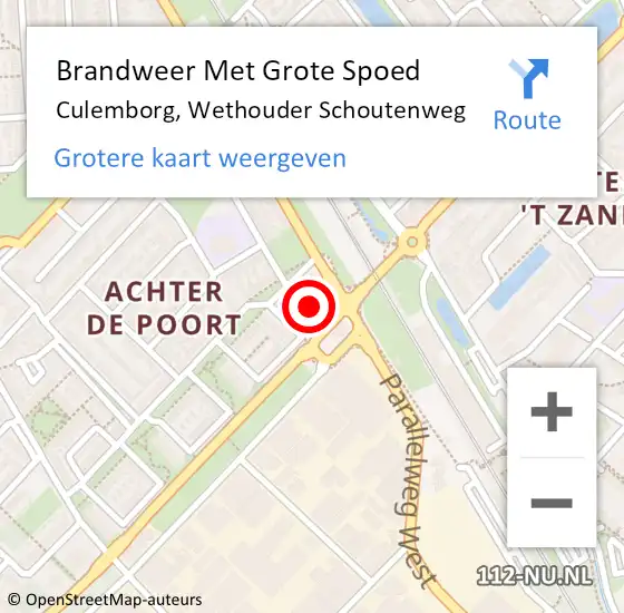 Locatie op kaart van de 112 melding: Brandweer Met Grote Spoed Naar Culemborg, Wethouder Schoutenweg op 16 juli 2022 12:01