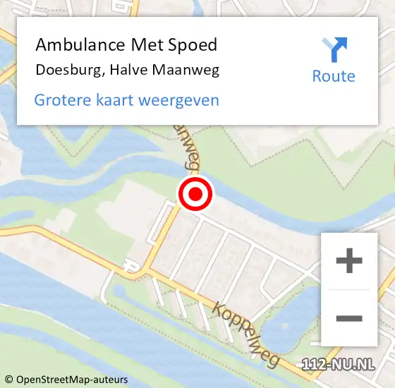 Locatie op kaart van de 112 melding: Ambulance Met Spoed Naar Doesburg, Halve Maanweg op 16 juli 2022 12:09