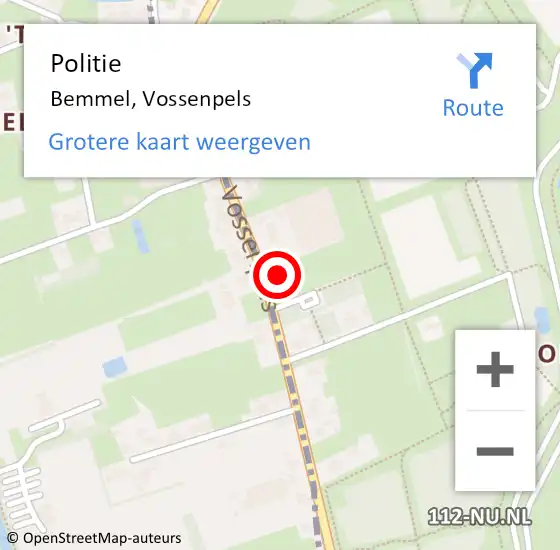 Locatie op kaart van de 112 melding: Politie Bemmel, Vossenpels op 16 juli 2022 12:28