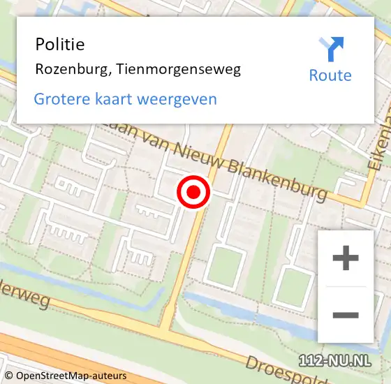 Locatie op kaart van de 112 melding: Politie Rozenburg, Tienmorgenseweg op 16 juli 2022 12:37