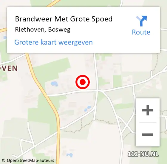 Locatie op kaart van de 112 melding: Brandweer Met Grote Spoed Naar Riethoven, Bosweg op 16 juli 2022 12:42