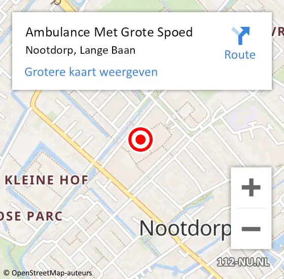 Locatie op kaart van de 112 melding: Ambulance Met Grote Spoed Naar Nootdorp, Lange Baan op 16 juli 2022 12:46