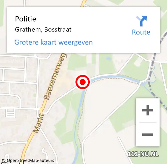 Locatie op kaart van de 112 melding: Politie Grathem, Bosstraat op 16 juli 2022 12:50