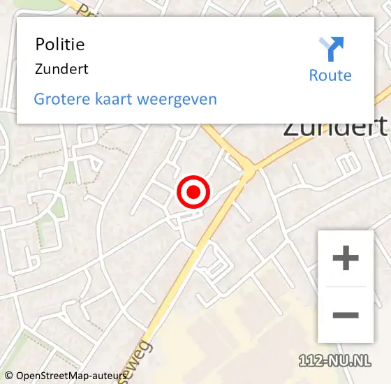 Locatie op kaart van de 112 melding: Politie Zundert op 16 juli 2022 13:03