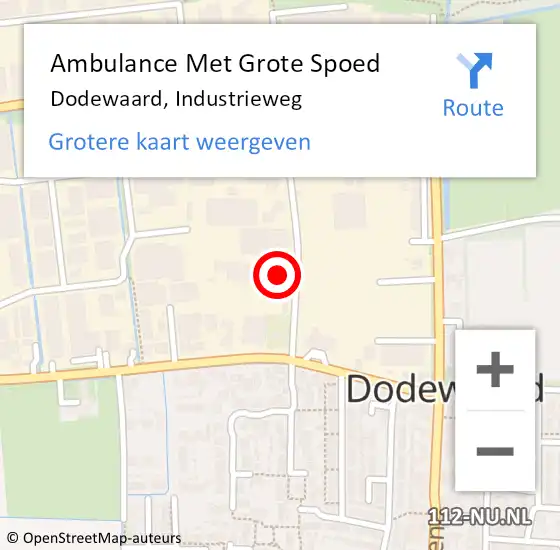 Locatie op kaart van de 112 melding: Ambulance Met Grote Spoed Naar Dodewaard, Industrieweg op 16 juli 2022 13:05