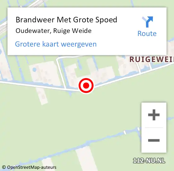 Locatie op kaart van de 112 melding: Brandweer Met Grote Spoed Naar Oudewater, Ruige Weide op 16 juli 2022 13:14