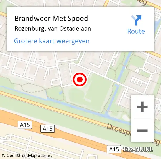 Locatie op kaart van de 112 melding: Brandweer Met Spoed Naar Rozenburg, van Ostadelaan op 16 juli 2022 13:36