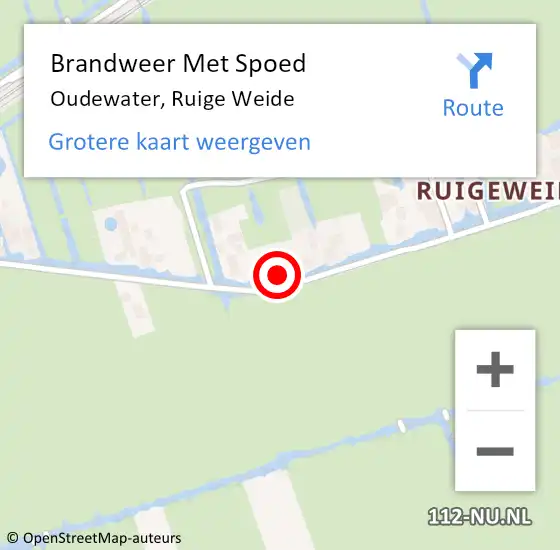 Locatie op kaart van de 112 melding: Brandweer Met Spoed Naar Oudewater, Ruige Weide op 16 juli 2022 13:47