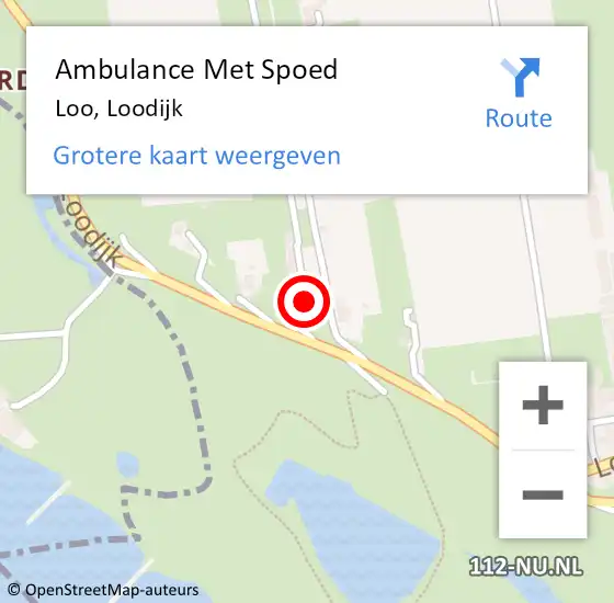 Locatie op kaart van de 112 melding: Ambulance Met Spoed Naar Loo, Loodijk op 16 juli 2022 14:01