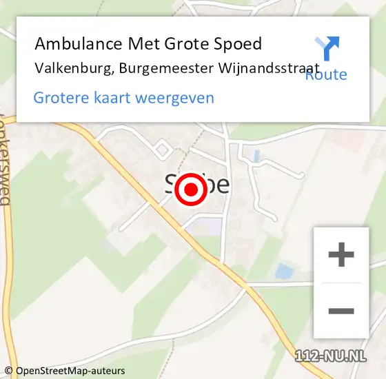 Locatie op kaart van de 112 melding: Ambulance Met Grote Spoed Naar Valkenburg, Burgemeester Wijnandsstraat op 16 juli 2022 14:03