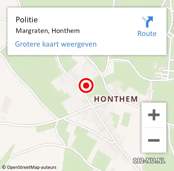 Locatie op kaart van de 112 melding: Politie Margraten, Honthem op 16 juli 2022 14:13