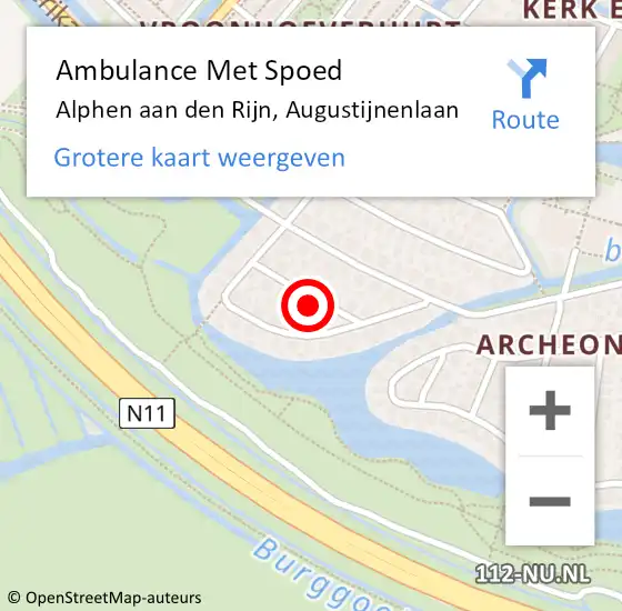 Locatie op kaart van de 112 melding: Ambulance Met Spoed Naar Alphen aan den Rijn, Augustijnenlaan op 16 juli 2022 15:19