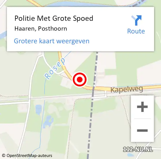 Locatie op kaart van de 112 melding: Politie Met Grote Spoed Naar Haaren, Posthoorn op 16 juli 2022 15:38