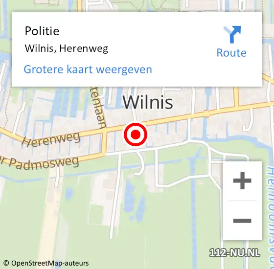 Locatie op kaart van de 112 melding: Politie Wilnis, Herenweg op 16 juli 2022 15:49