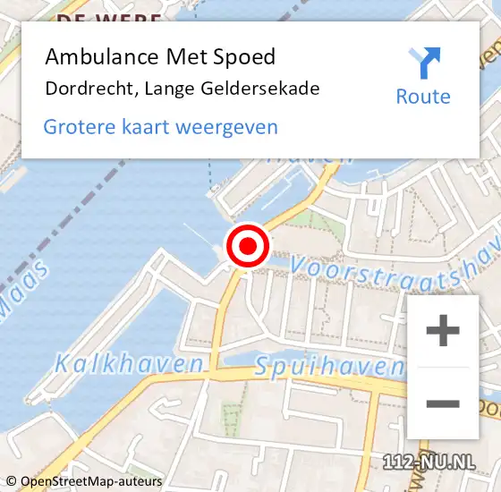 Locatie op kaart van de 112 melding: Ambulance Met Spoed Naar Dordrecht, Lange Geldersekade op 16 juli 2022 15:51