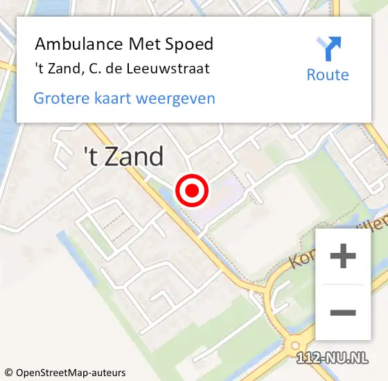 Locatie op kaart van de 112 melding: Ambulance Met Spoed Naar 't Zand, C. de Leeuwstraat op 16 juli 2022 15:57