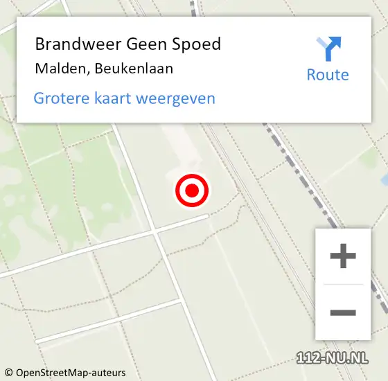 Locatie op kaart van de 112 melding: Brandweer Geen Spoed Naar Malden, Beukenlaan op 16 juli 2022 16:05