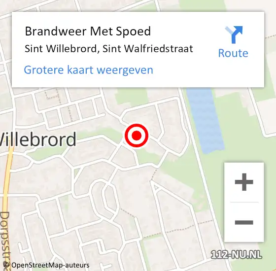 Locatie op kaart van de 112 melding: Brandweer Met Spoed Naar Sint Willebrord, Sint Walfriedstraat op 16 juli 2022 16:15