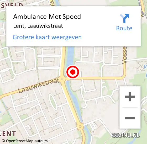 Locatie op kaart van de 112 melding: Ambulance Met Spoed Naar Lent, Laauwikstraat op 16 juli 2022 16:26