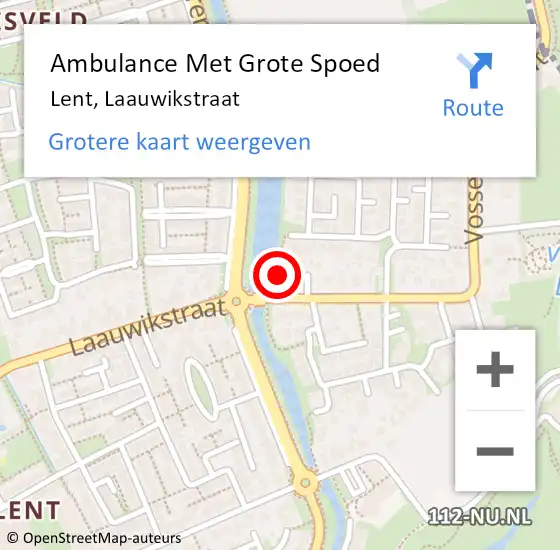 Locatie op kaart van de 112 melding: Ambulance Met Grote Spoed Naar Lent, Laauwikstraat op 16 juli 2022 16:37