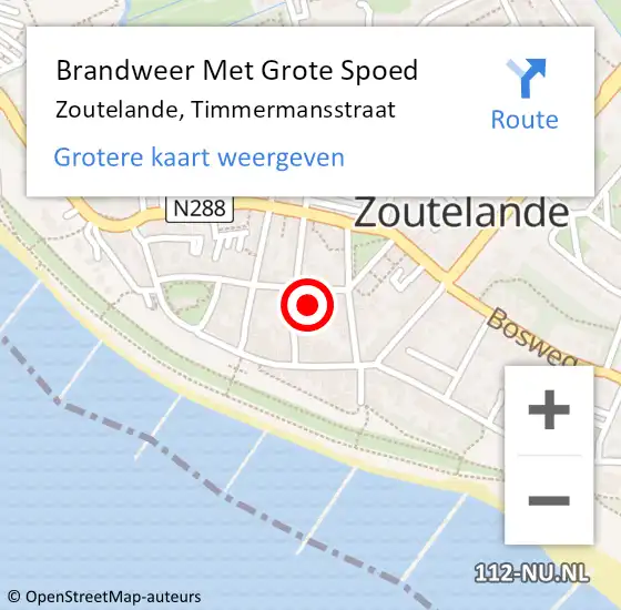 Locatie op kaart van de 112 melding: Brandweer Met Grote Spoed Naar Zoutelande, Timmermansstraat op 16 juli 2022 17:00