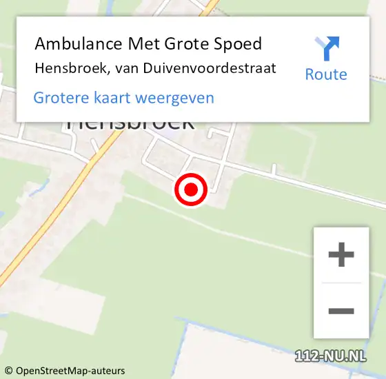 Locatie op kaart van de 112 melding: Ambulance Met Grote Spoed Naar Hensbroek, van Duivenvoordestraat op 16 juli 2022 17:02