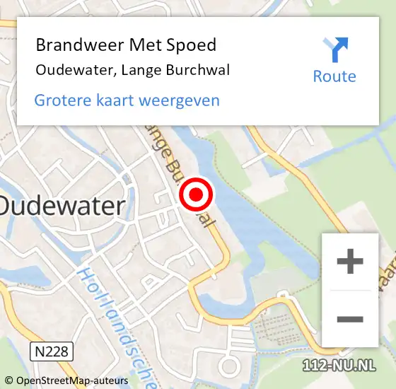 Locatie op kaart van de 112 melding: Brandweer Met Spoed Naar Oudewater, Lange Burchwal op 16 juli 2022 17:10