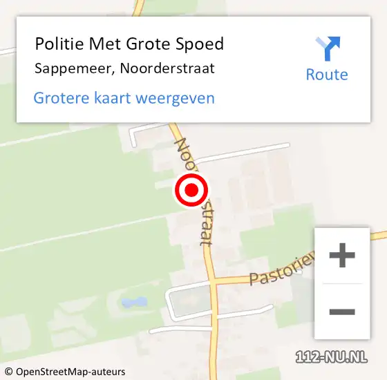 Locatie op kaart van de 112 melding: Politie Met Grote Spoed Naar Sappemeer, Noorderstraat op 16 juli 2022 17:12