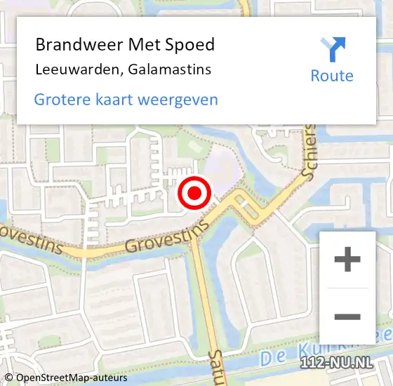 Locatie op kaart van de 112 melding: Brandweer Met Spoed Naar Leeuwarden, Galamastins op 16 juli 2022 17:14