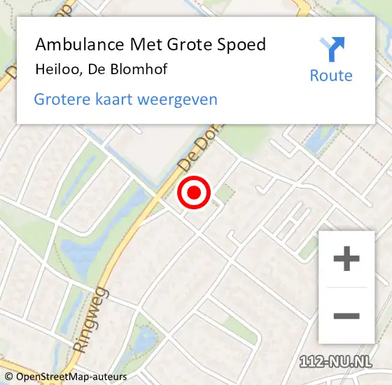 Locatie op kaart van de 112 melding: Ambulance Met Grote Spoed Naar Heiloo, De Blomhof op 16 juli 2022 17:55