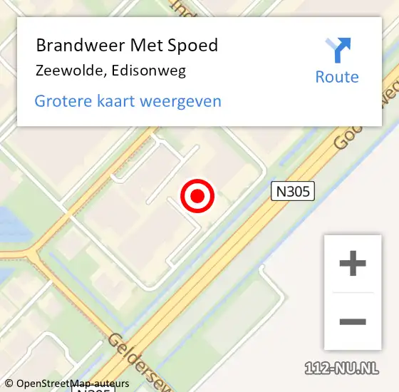 Locatie op kaart van de 112 melding: Brandweer Met Spoed Naar Zeewolde, Edisonweg op 16 juli 2022 18:54