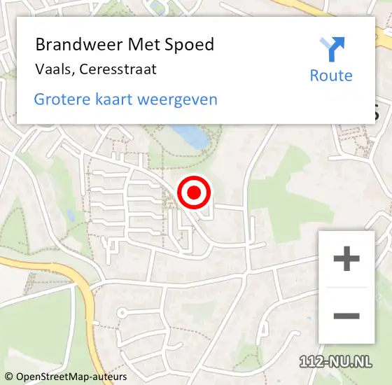 Locatie op kaart van de 112 melding: Brandweer Met Spoed Naar Vaals, Ceresstraat op 16 juli 2022 19:04