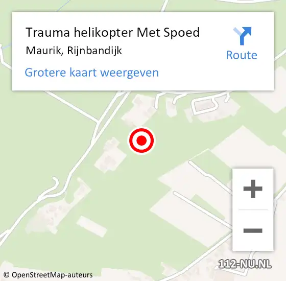 Locatie op kaart van de 112 melding: Trauma helikopter Met Spoed Naar Maurik, Rijnbandijk op 16 juli 2022 19:09