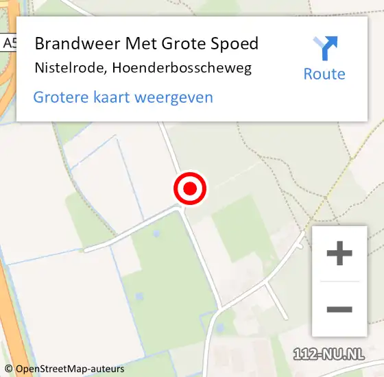 Locatie op kaart van de 112 melding: Brandweer Met Grote Spoed Naar Nistelrode, Hoenderbosscheweg op 16 juli 2022 19:18