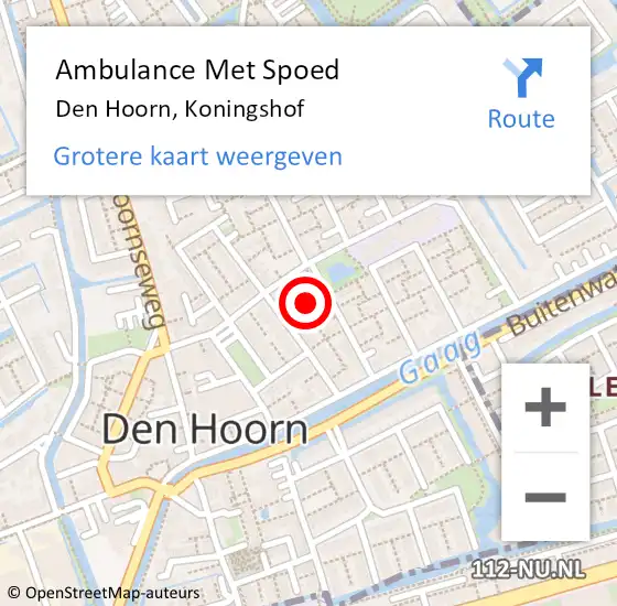 Locatie op kaart van de 112 melding: Ambulance Met Spoed Naar Den Hoorn, Koningshof op 16 juli 2022 19:24