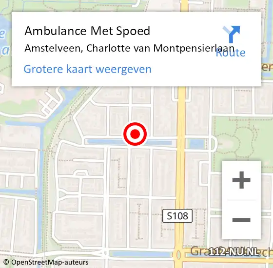 Locatie op kaart van de 112 melding: Ambulance Met Spoed Naar Amstelveen, Charlotte van Montpensierlaan op 16 juli 2022 19:53