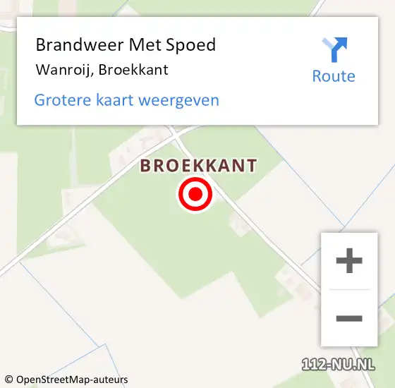 Locatie op kaart van de 112 melding: Brandweer Met Spoed Naar Wanroij, Broekkant op 16 juli 2022 19:54