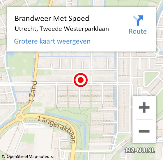 Locatie op kaart van de 112 melding: Brandweer Met Spoed Naar Utrecht, Tweede Westerparklaan op 16 juli 2022 21:37