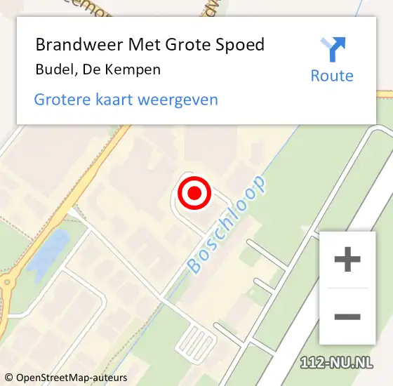 Locatie op kaart van de 112 melding: Brandweer Met Grote Spoed Naar Budel, De Kempen op 16 juli 2022 22:39