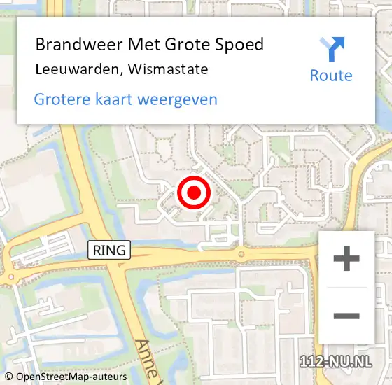 Locatie op kaart van de 112 melding: Brandweer Met Grote Spoed Naar Leeuwarden, Wismastate op 23 juli 2014 13:17