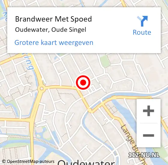 Locatie op kaart van de 112 melding: Brandweer Met Spoed Naar Oudewater, Oude Singel op 16 juli 2022 23:02