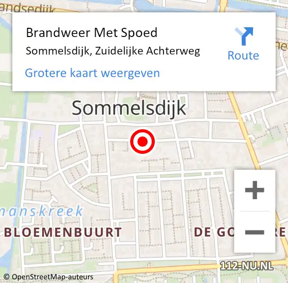 Locatie op kaart van de 112 melding: Brandweer Met Spoed Naar Sommelsdijk, Zuidelijke Achterweg op 16 juli 2022 23:02