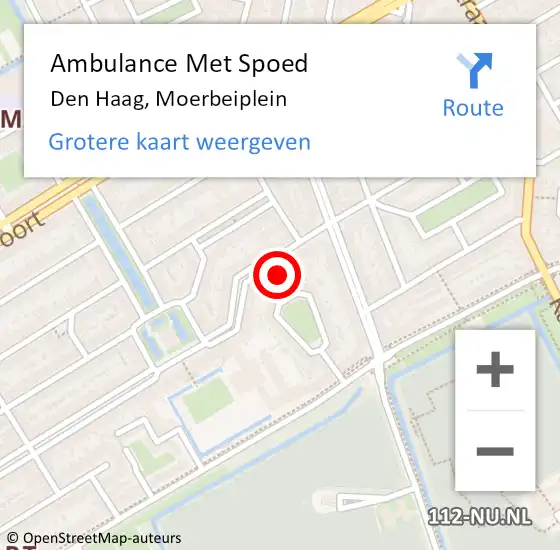 Locatie op kaart van de 112 melding: Ambulance Met Spoed Naar Den Haag, Moerbeiplein op 16 juli 2022 23:03