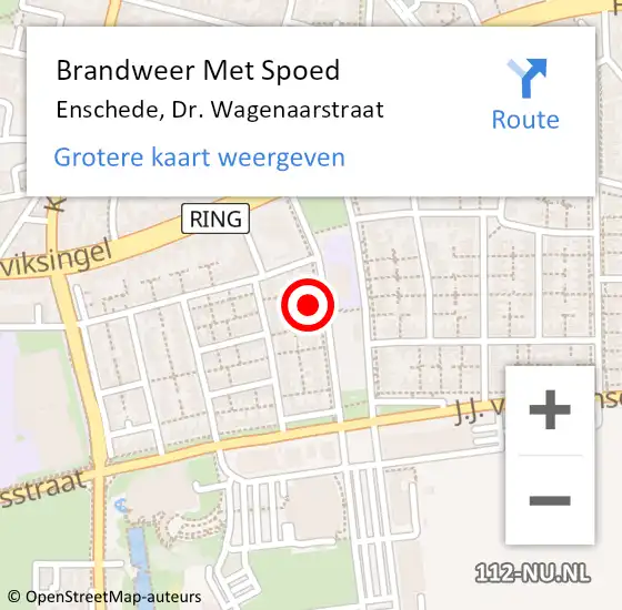 Locatie op kaart van de 112 melding: Brandweer Met Spoed Naar Enschede, Dr. Wagenaarstraat op 16 juli 2022 23:05