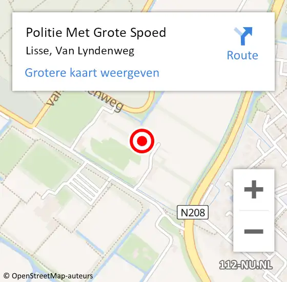 Locatie op kaart van de 112 melding: Politie Met Grote Spoed Naar Lisse, Van Lyndenweg op 16 juli 2022 23:23