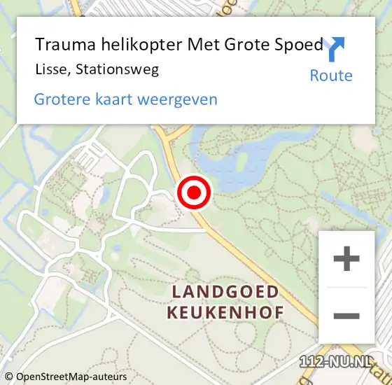 Locatie op kaart van de 112 melding: Trauma helikopter Met Grote Spoed Naar Lisse, Stationsweg op 16 juli 2022 23:25