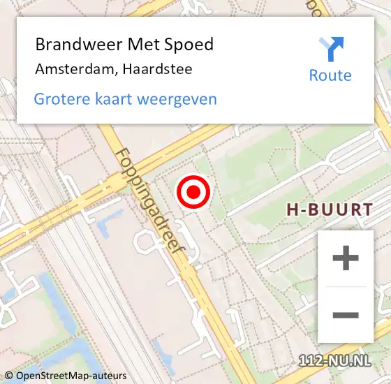 Locatie op kaart van de 112 melding: Brandweer Met Spoed Naar Amsterdam-Zuidoost, Haardstee op 16 juli 2022 23:25