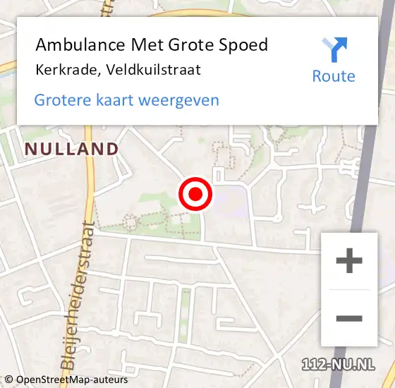 Locatie op kaart van de 112 melding: Ambulance Met Grote Spoed Naar Kerkrade, Veldkuilstraat op 23 juli 2014 13:19